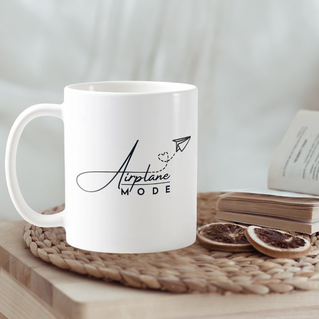 Airplane Mode & Paper Airplane, Travel, Minimalist Coffee Mug (Creator Uploaded)