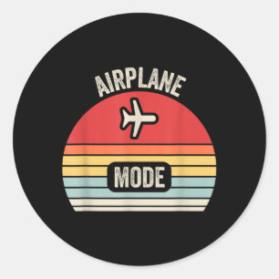 Airplane Mode Retro Vintage Sunset Graphic For Classic Round Sticker