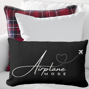 Airplane Mode,Travel, Minimalist Script, Aviation Lumbar Pillow
