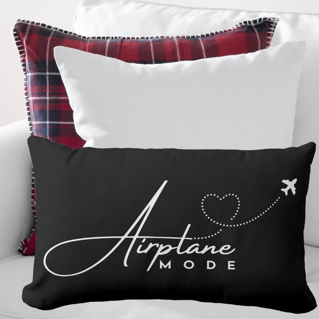Airplane Mode,Travel, Minimalist Script, Aviation  Lumbar Pillow (Creator Uploaded)