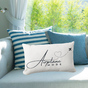 Airplane Mode,Travel, Minimalist Script, Aviation Lumbar Pillow
