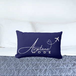 Airplane Mode,Travel, Minimalist Script, Aviation Lumbar Pillow