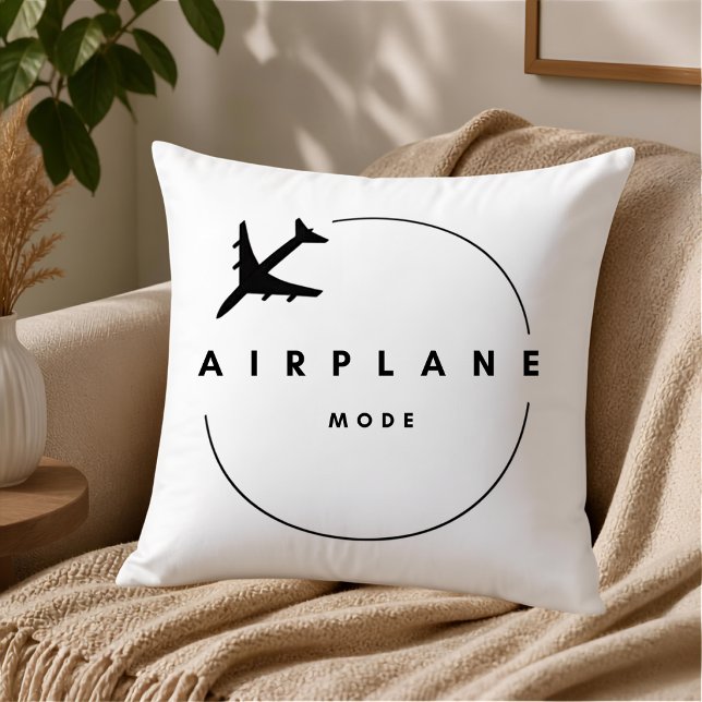 Airplane Mode,Travel, Minimalist Script, Aviation  Throw Pillow (Creator Uploaded)