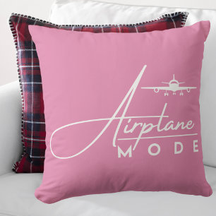 Airplane Mode,Travel, Minimalist Script, Aviation Throw Pillow
