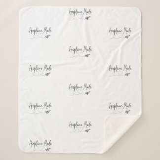 Airplane Mode with Heart in Black Sherpa Blanket