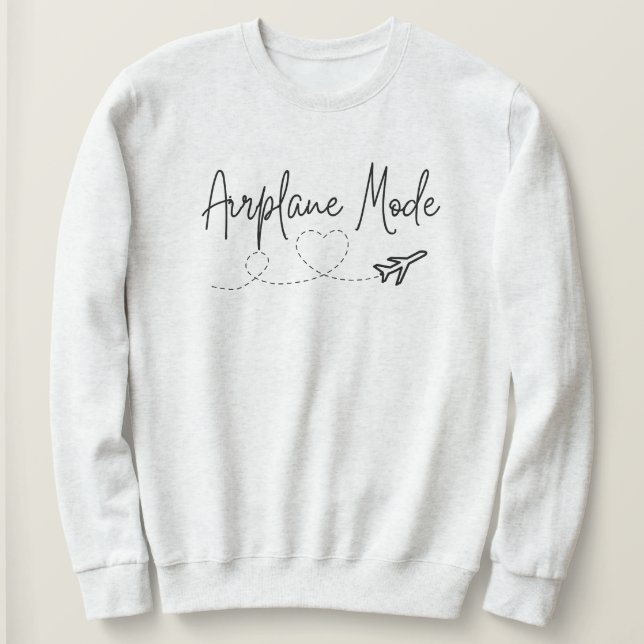 Airplane Mode with Heart in Black Sweatshirt (Design Front)