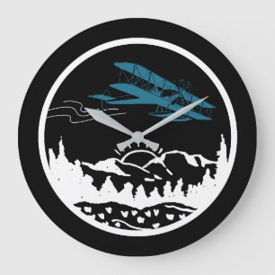 Airplane Mountains & Sunset,Aviation, Minimalist  Large Clock