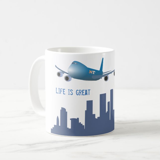 Airplane mug "Life is great" (Front Left)