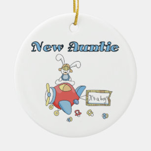 Airplane New Aunt of Boy T-shirts and Gifts Ceramic Ornament