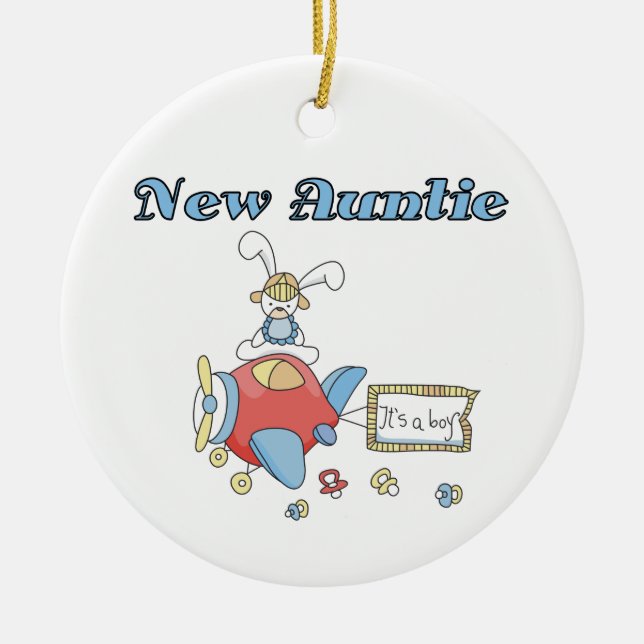 Airplane New Aunt of Boy T-shirts and Gifts Ceramic Ornament (Front)