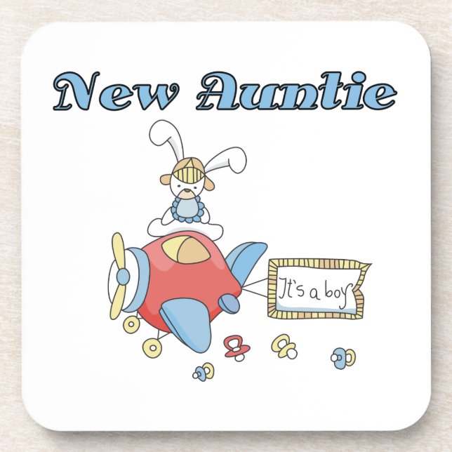 Airplane New Aunt of Boy T-shirts and Gifts Coaster (Front)