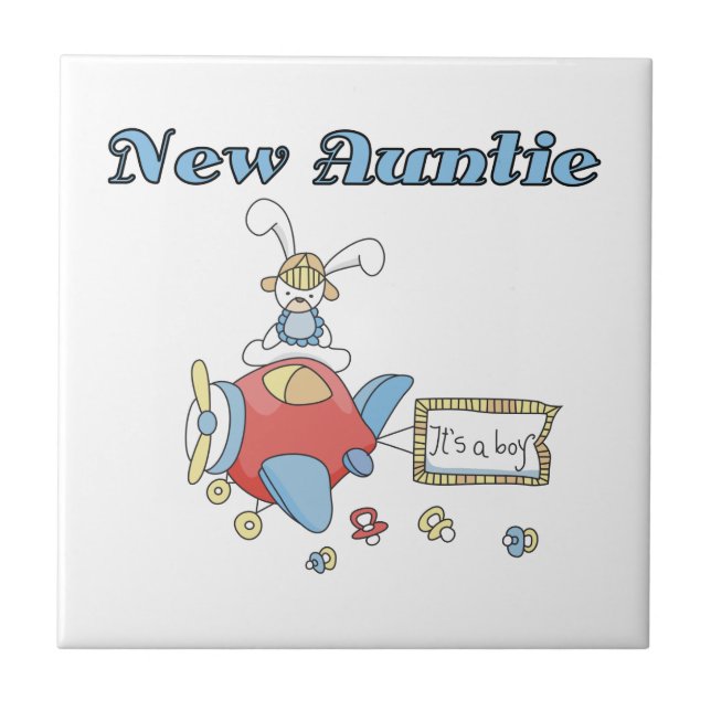 Airplane New Aunt of Boy T-shirts and Gifts Tile (Front)