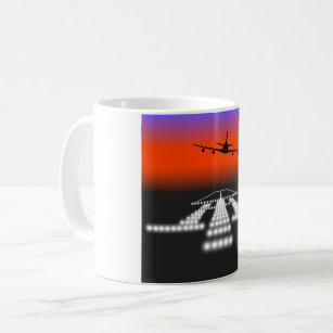 Airplane Night Landing Coffee Mug
