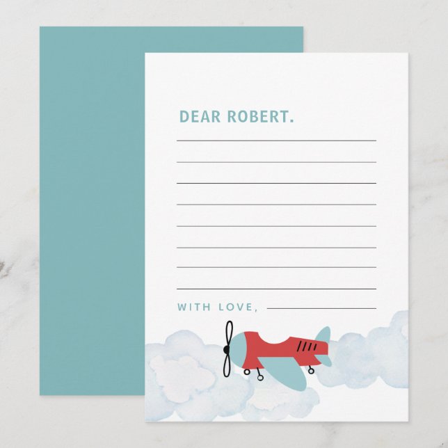 Airplane Oh My Time Flies Time Capsule Note Card (Front/Back)