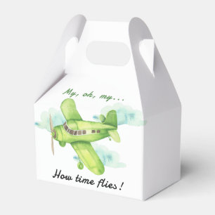 Airplane Oh My Time Flies Travel First Birthday  Favor Box