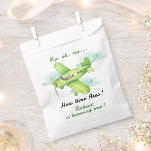 Airplane Oh My Time Flies Travel First Birthday Favour Bag