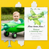 Airplane Oh My Time Flies Travel First Birthday