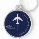 airplane on blue keychain with name