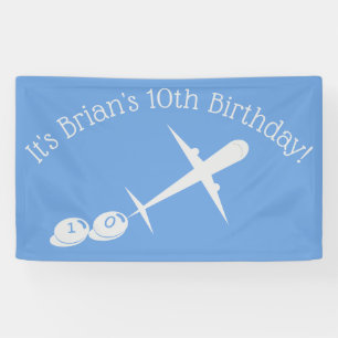 Airplane on Blue Personalized Banner