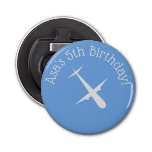 Airplane on Blue Personalized Bottle Opener