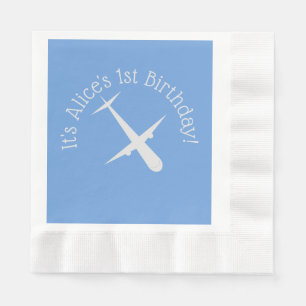 Airplane on Blue Personalized Coined Napkin