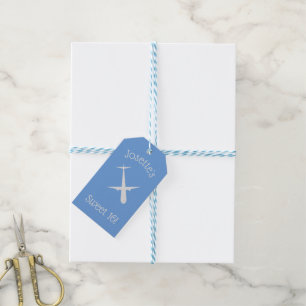 Airplane on Blue Personalized Gift Tags