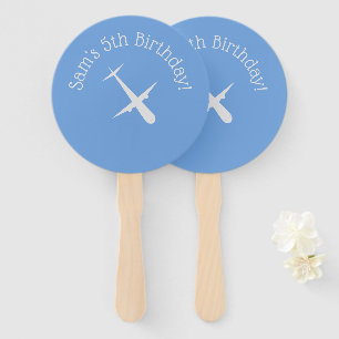 Airplane on Blue Personalized Hand Fan