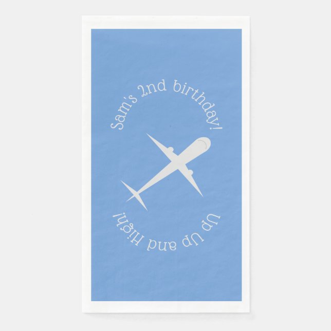 Airplane on Blue Personalized Napkin (Front)