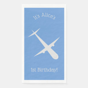 Airplane on Blue Personalized  Napkin