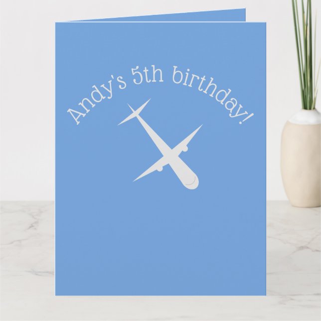 Airplane on Blue Personalized Thank You Card (Front)