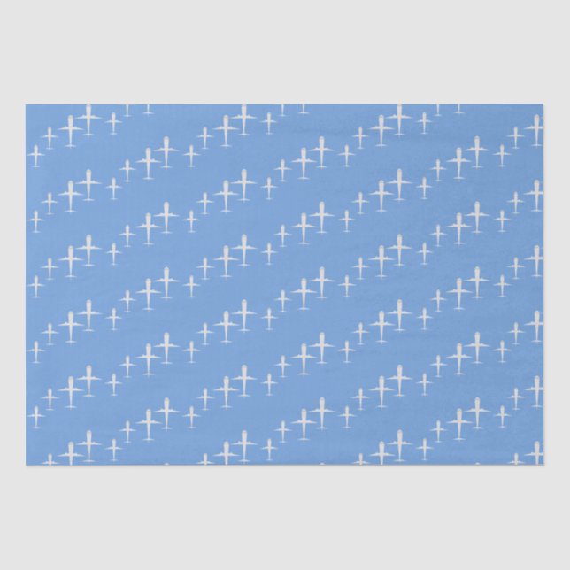 Airplane on Blue Personalized Tissue Paper (Front)