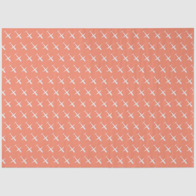 Airplane on Coral Pink Tissue Paper (Front)