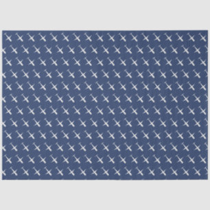 Airplane on Dark Grey Blue Tissue Paper