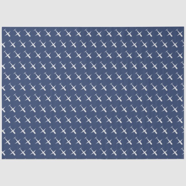 Airplane on Dark Grey Blue Tissue Paper (Front)