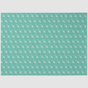 Airplane on Greeny Blue Mint Tissue Paper