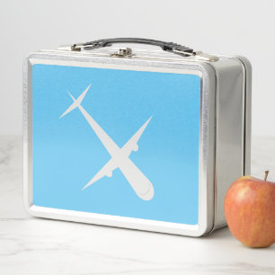 Airplane on Light Sky Blue, Customizable Metal Lunch Box