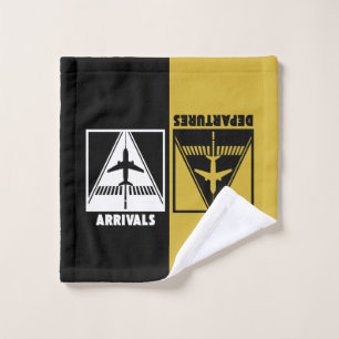 Airplane on Runway with Arrivals Departures,Travel Bath Towel Set