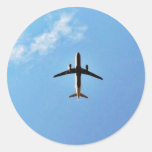 Airplane On Sky Classic Round Sticker