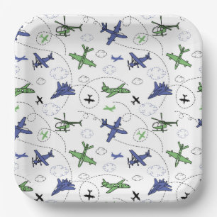 Airplane Paper Plates, Aircraft Party Supplies Plate