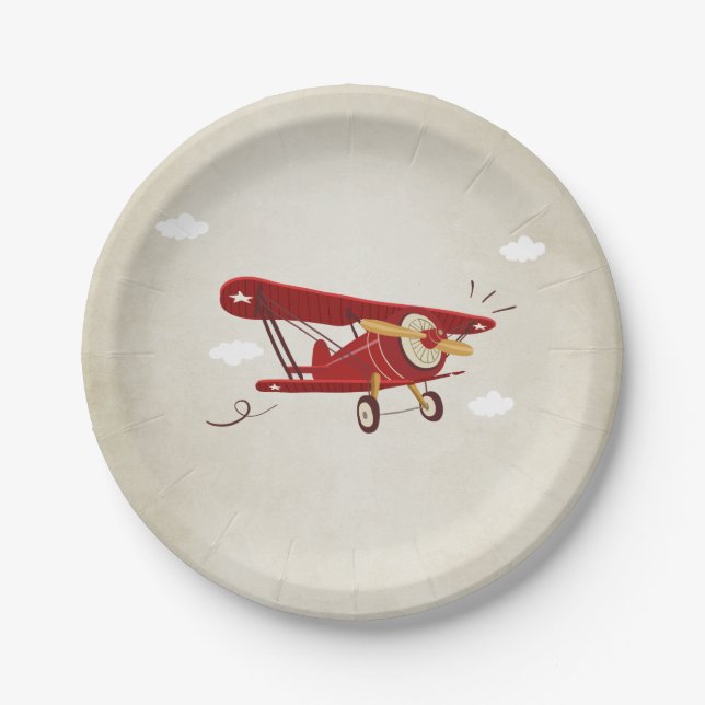 Airplane Paper Plates Travel Adventure Shower (Front)