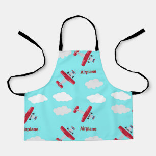Airplane pattern on blue apron