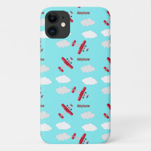 Airplane pattern on blue iPhone 11 case