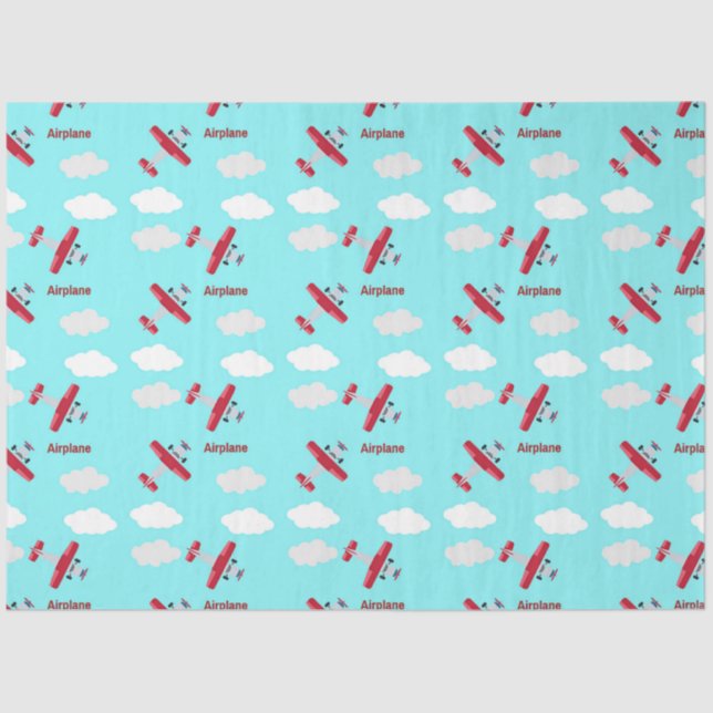 Airplane pattern on blue tissue paper (Front)