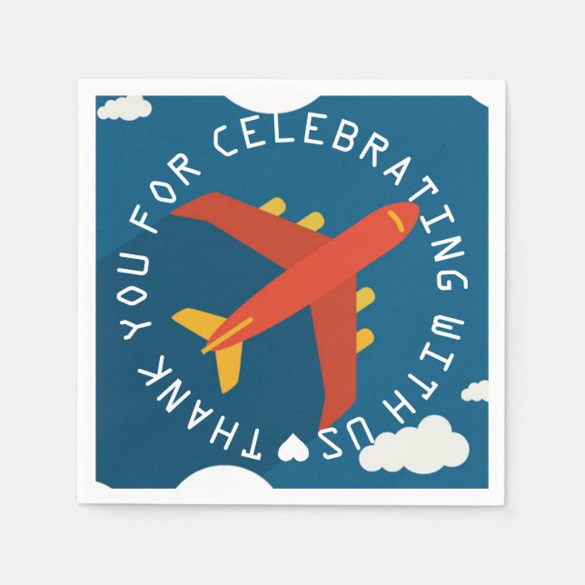 Airplane Personalized Boy Pilot's Party Shower Napkin (Front)