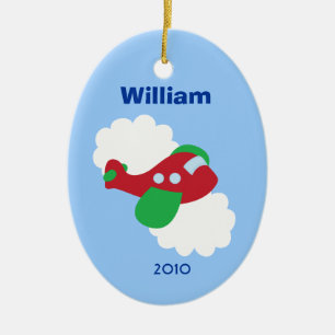 AIRPLANE Personalized Name Christmas Tree Ornament