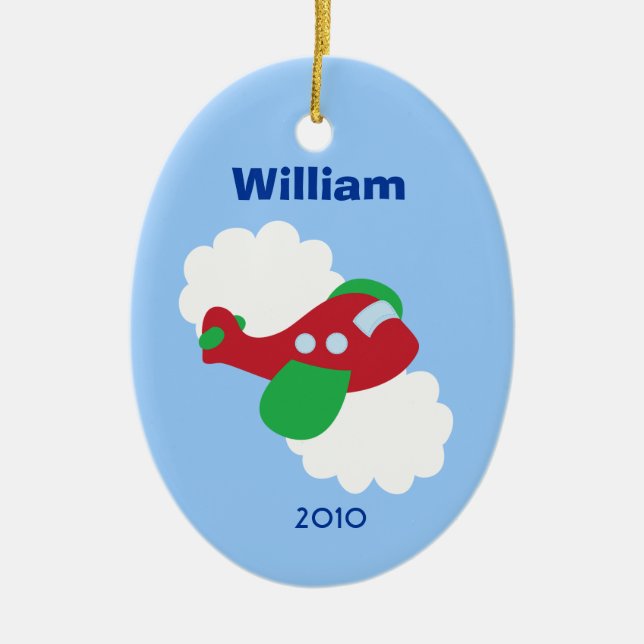 AIRPLANE Personalized Name Christmas Tree Ornament (Front)