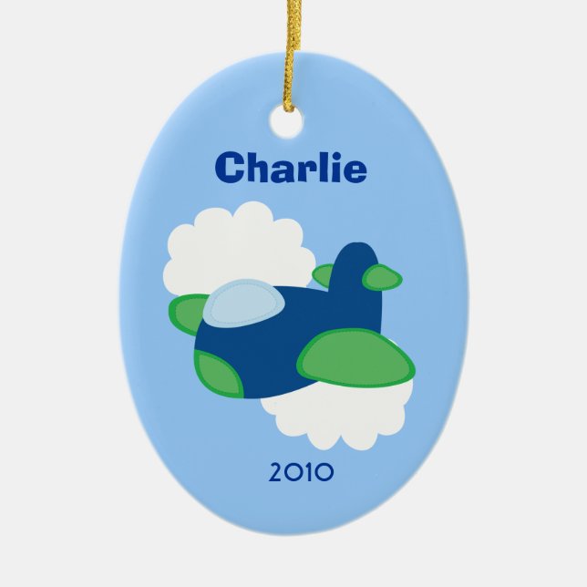 AIRPLANE Personalized Name Christmas Tree Ornament (Front)