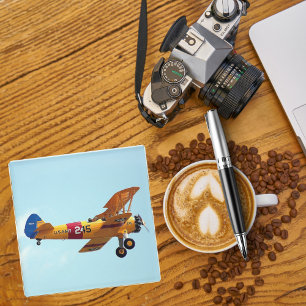 Airplane photo,Cool Aviation Pilot Birthday Glass Coaster