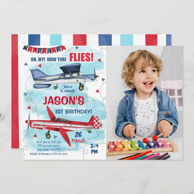 Airplane Photo Invitation (Front/Back)