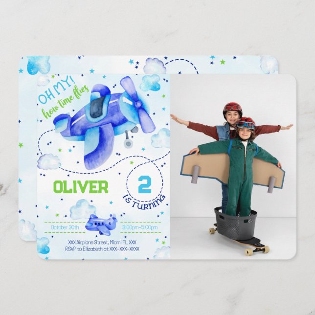 Airplane Photo Invitations (Front/Back)